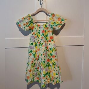 LIKE NEW Cat & Jack Floral Easter Dress with Ruffle Sleeves (XS)